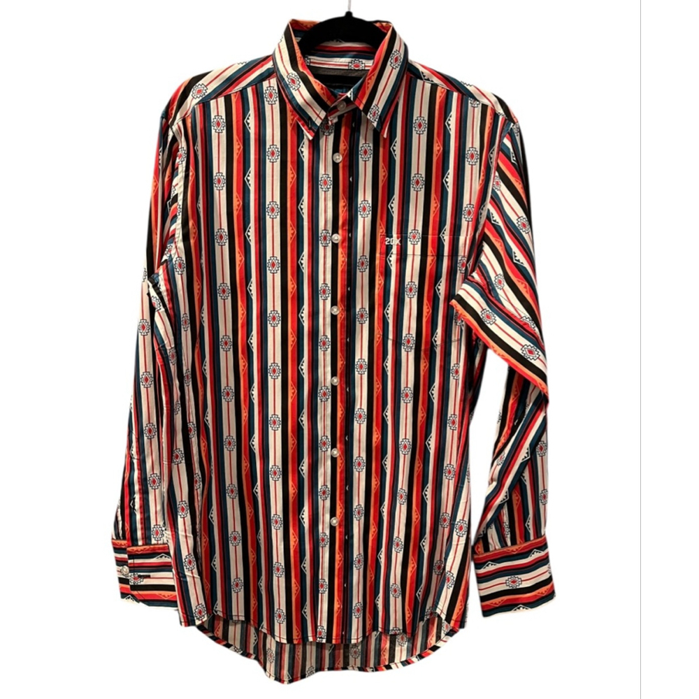Wrangler 20X Competition Size Med Aztec Diamond Button Down Western Shirt Rodeo